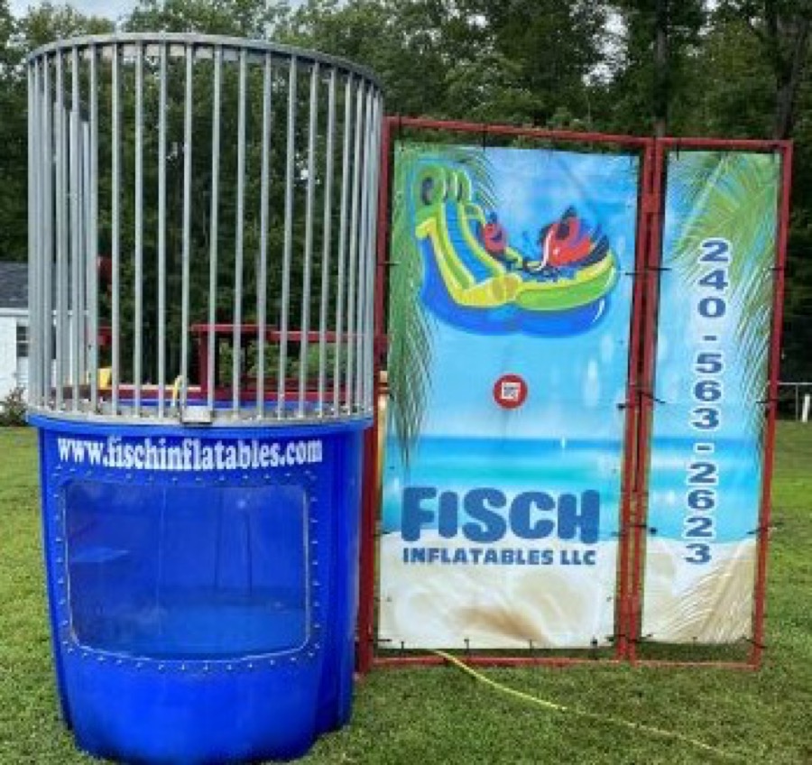 Fisch Inflatables dunk tank at a community event